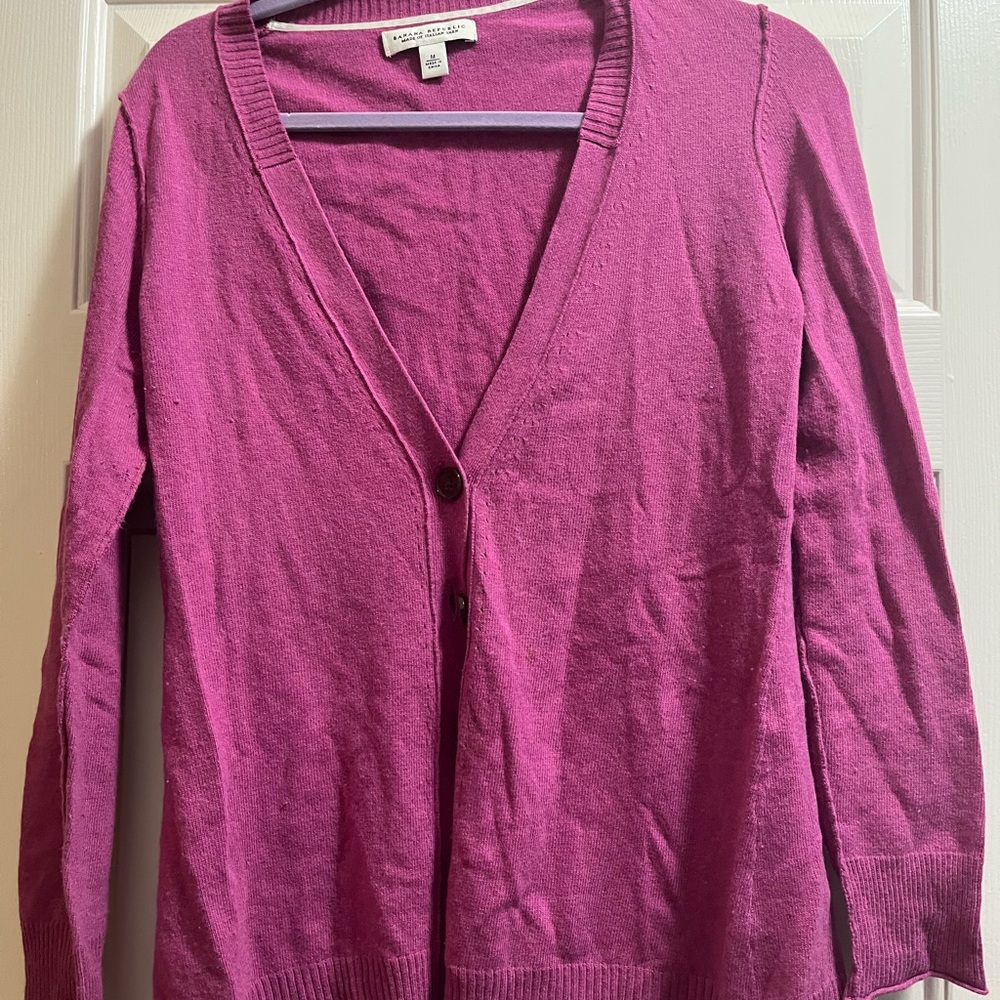 Banana Republic Pink Cardigan Lightweight V-Neck